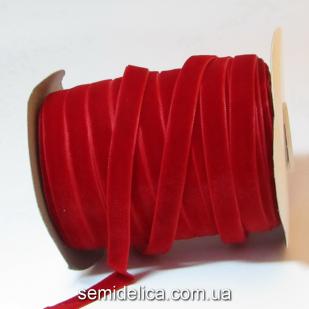 Лента бархатная 1,0 см, красный