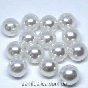 Бусины Жемчуг 14 мм, белый с блеском