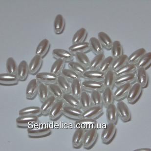 Бусины Жемчуг-рис 8х4мм, белый
