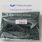 51060 Бисер Чехия 10/0, зеленый радужный