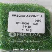 51430 Бисер Чехия 10/0, зеленый радужный