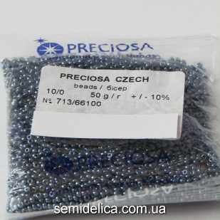 66100 Бисер Чехия 10/0, сине-серый