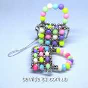 Брелок, украшение на сумку 40х55 мм, Сумочка цветкая в серебре