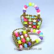 Брелок, украшение на сумку 40х55 мм, Сумочка цветкая в золоте