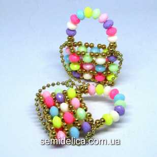 Брелок, украшение на сумку 40х55 мм, Сумочка цветкая в золоте