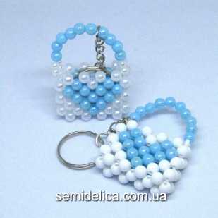 Брелок для ключей 30х60 мм, Сумочка с голубым сердечком