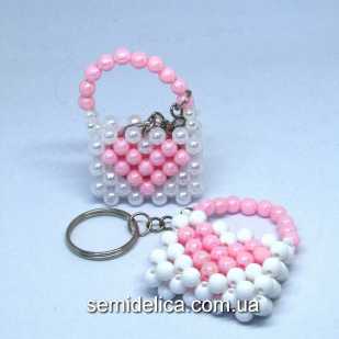 Брелок для ключей 30х60 мм, Сумочка с розовым сердечком