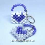 Брелок для ключей 30х40 мм, Сумочка с сиреневым сердечком