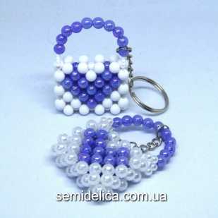 Брелок для ключей 30х40 мм, Сумочка с сиреневым сердечком