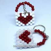 Брелок для ключей 30х60 мм, Сумочка с красным сердечком