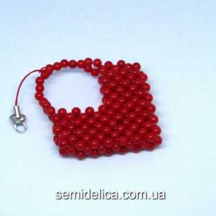 Брелок, украшение на сумку 70х80 мм, Сумочка сердце красная