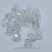 Бусины хрустальные 4мм Кубик, прозрачный с блеском АВ