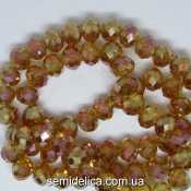 Бусины хрустальные 8х6мм Рондель, коньячный прозрачный с блеском АВ