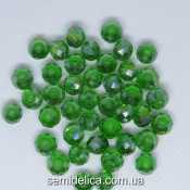 Бусины хрустальные 8х6мм Рондель, зеленый прозрачный с блеском АВ