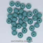 Бусины хрустальные 8х6мм Рондель, бирюзовый непрозрачный глянец