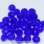 Бусины хрустальные 8х6мм Рондель, темно-синий прозрачный глянец