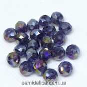 Бусины хрустальные 8х6мм Рондель, аметистовый прозрачный с блеском АВ