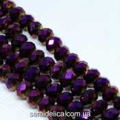 Бусины хрустальные 8х6мм Рондель, лиловое напыление