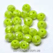 Бусины хрустальные 8х6мм Рондель, желтый непрозрачный с блеском АВ