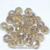 Бусины хрустальные 8х6мм Рондель, светло-коричневый прозрачный с блеском АВ