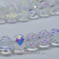 Бусины хрустальные 4х3мм Рондель, прозрачный с радужным АВ бочком