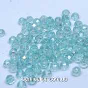 Бусины хрустальные 3х2,5мм Рондель, мятный прозрачный с блеском