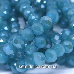 Бусины хрустальные 6х4мм Рондель, бирюзовый полупрозрачный 