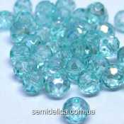 Бусины хрустальные 8х6мм Рондель, мятный прозрачный с блеском