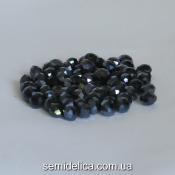 Бусины хрустальные 8х6мм Рондель, графитовый непрозрачный с блеском АВ