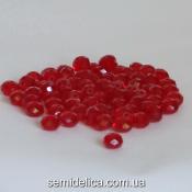 Бусины хрустальные 8х6мм Рондель, малиновый прозрачный глянец