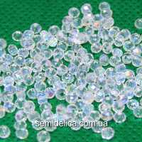 Бусины хрустальные 2х2мм Рондель, прозрачный с радужным АВ бочком