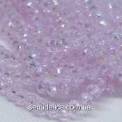 Бусины хрустальные 6х4мм Рондель, розовый прозрачный с блеском АВ