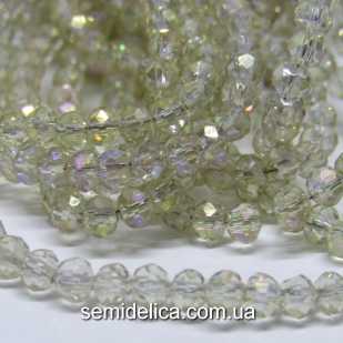 Бусины хрустальные 4х3мм Рондель, желто бежевый прозрачный с АБ