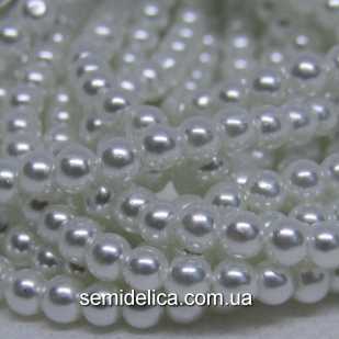 Бусины жемчуг 4 мм стеклянные, белый 