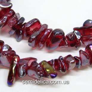 Имитация камня крошка сколы ПЛАСТИК, красный с блеском АБ