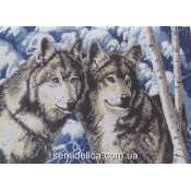 Схема для вышивки А3 бисером на габардине "Волки"