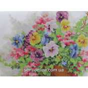 Схема для вышивки А4 бисером на габардине "Анютины глазки"