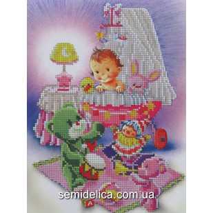 Схема для вышивки А4 бисером на габардине "Метрика для девочки"