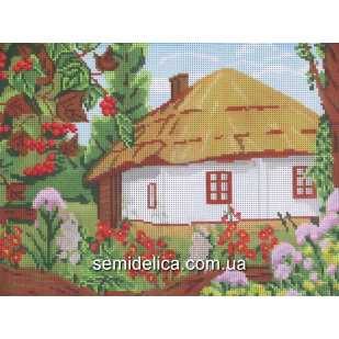 Схема для вышивки А3 бисером на габардине "Украинская хата"