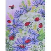 Схема для вышивки А4 бисером на габардине "Божьи коровки"