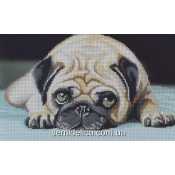 Схема для вышивки А4 бисером на габардине "Грустный мопс"