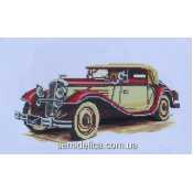 Схема для вышивки А4 бисером на габардине "Красно-золотой ретро авто"