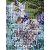 Схема для вышивки А4 бисером на габардине "Пара волков"