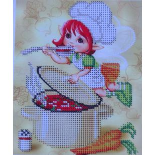 Схема для вышивки А5 бисером на габардине "Фея вкусного борща"