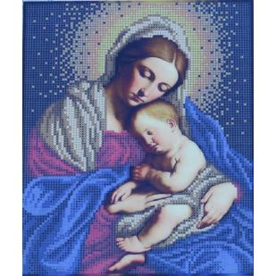 Схема для вышивки А4 бисером на габардине "Мадонна с младенцем"