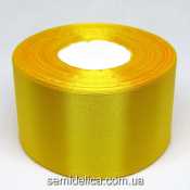 Лента атласная 5,0 см, желтый темный
