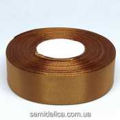 Лента атласная 2,5 см, коричневый светлый