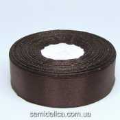 Лента атласная 2,5 см, коричневый темный