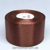 Лента атласная 5,0 см, коричневый