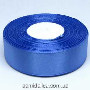 Лента атласная 2,5 см, синий светлый